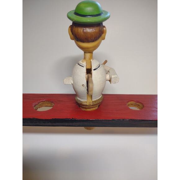 ANRI Chef Stirs Bowl Bottle Stopper Carved Puppet Man Barware Vintage Mechanical - Picture 4 of 8